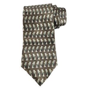 Palatina Men's NWT Tie 100% Silk Brown Green Gray